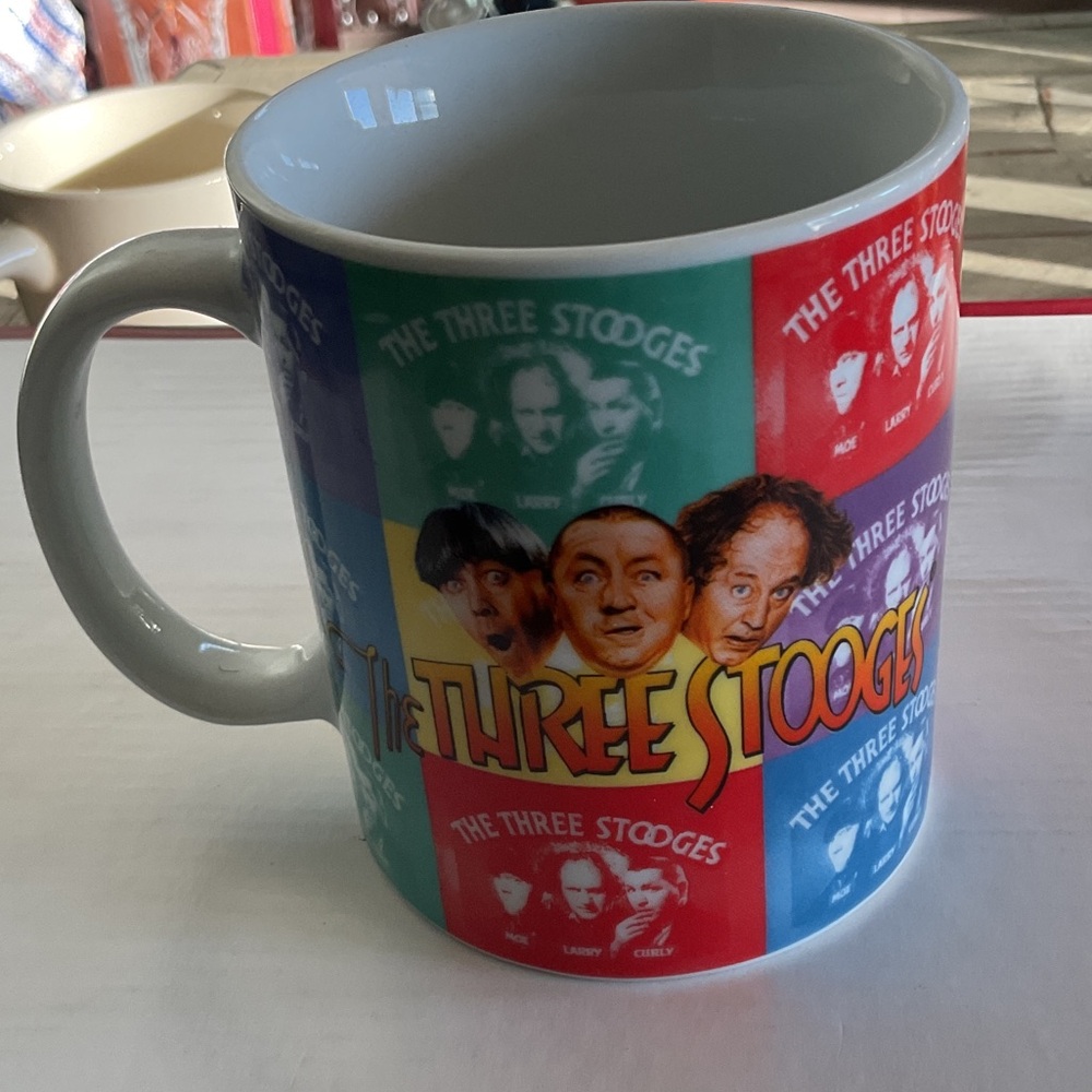 Colorful The Three Stooges Coffee Mug Larry Curly and Moe